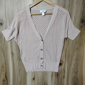 LOFT Pink Lace Knit Top